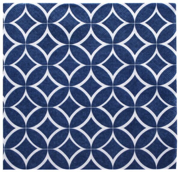serwetki papierowe z niebieskim geometrycznym wzorem