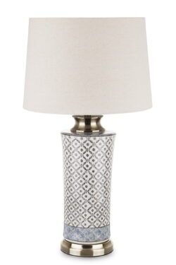 lampa stołowa ceramiczna z abażurem w stylu Hampton