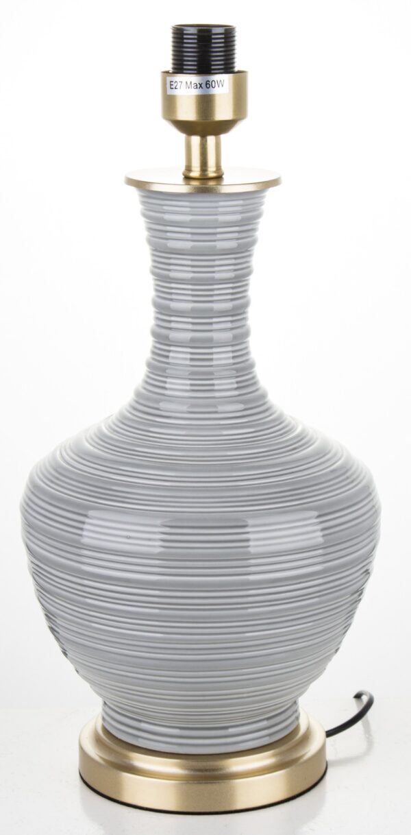 lampa stołowa ceramiczna duża szara z białym abażurem
