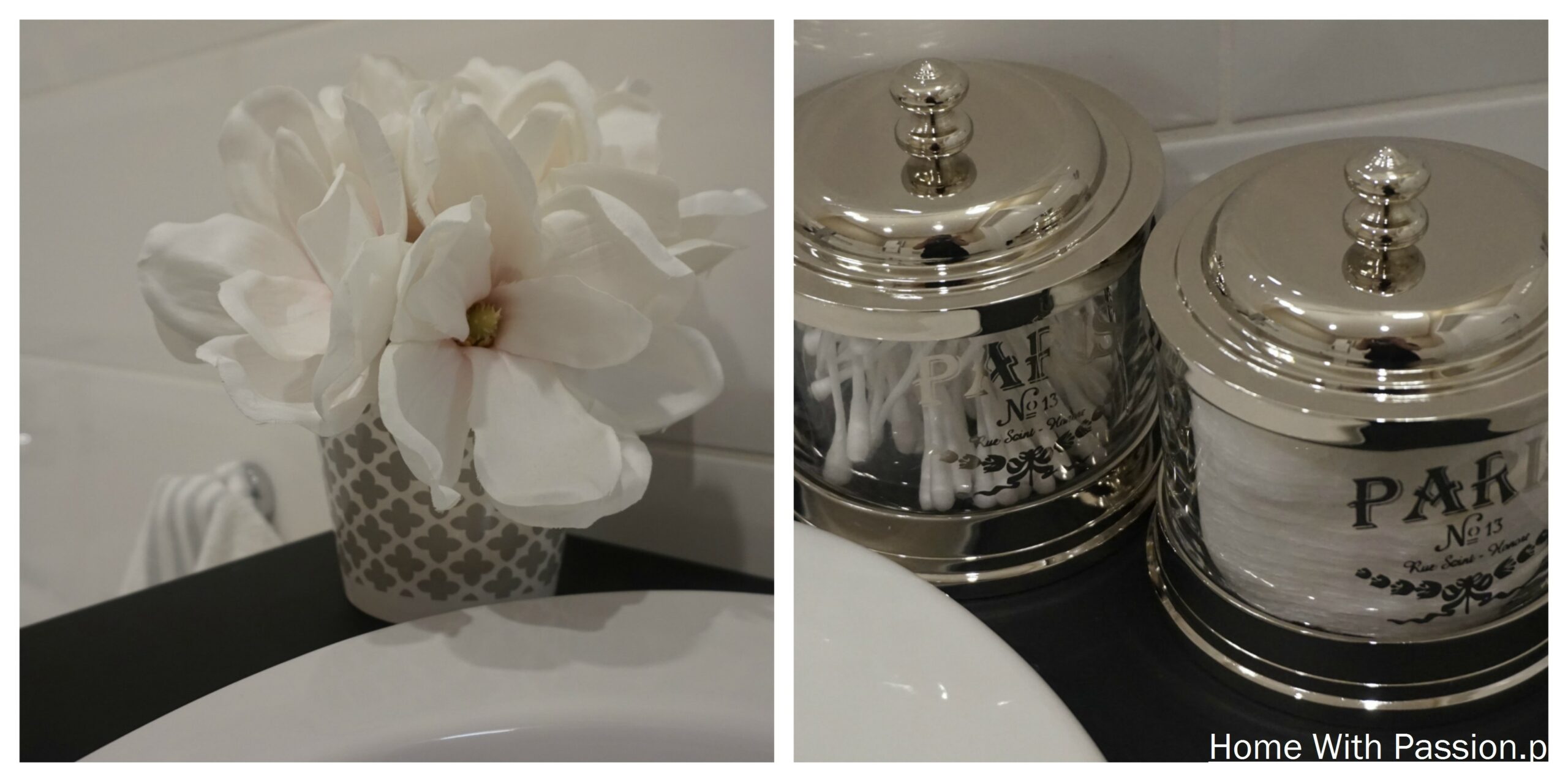 dekoracje do łazienki kwiaty i pojemniki