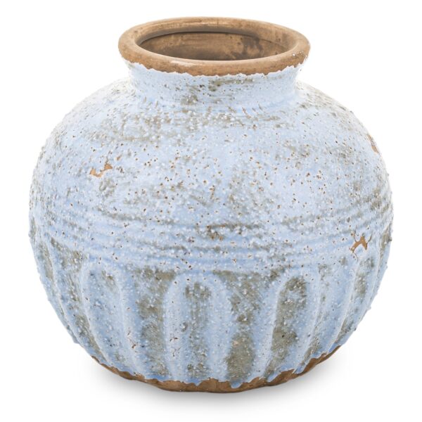 wazon ceramiczny niebieski z przetarciami
