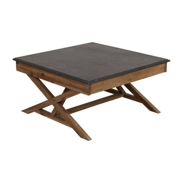 drewniany stolik kawowy z betonowym blatem