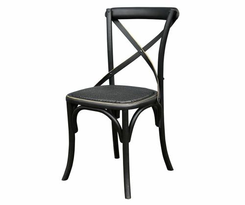 krzesło czarne drewniane z rattanowym siedziskiem